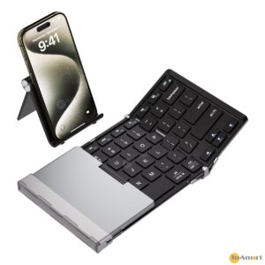 iClever  IC-BK05S 有線藍牙 51 便攜式三折疊鍵盤 全標準尺寸 美式 靜音 78 鍵佈局 航空級鋁合金 充電式