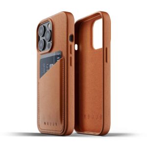 MUJJO  Full Leather Wallet Case 傳統工藝植鞣真皮革連卡套保護殻 棕褐色 iPhone 13 Pro
