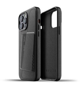 MUJJO Full Leather Wallet Case 傳統工藝植鞣真皮革連卡套保護殻 黑色 iPhone 13 Pro Max