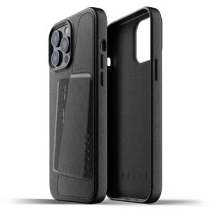 MUJJO  Full Leather Wallet Case 傳統工藝植鞣真皮革連卡套保護殻 黑色 iPhone 13 Pro Max