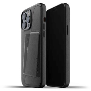 MUJJO  Full Leather Wallet Case 傳統工藝植鞣真皮革連卡套保護殻 黑色 iPhone 13 Pro Max