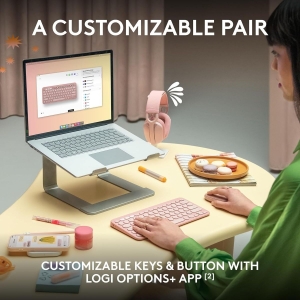 Logitech Logitech PEBBLE 2 COMBO 藍牙鍵盤滑鼠套裝 8211 玫瑰粉 920-012189最多連線到三個裝置10個自定義快捷鍵 M350s  K380s