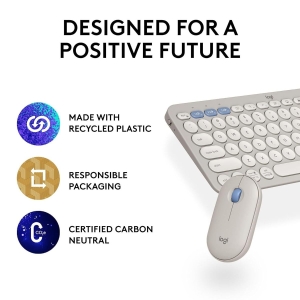 Logitech Logitech PEBBLE 2 COMBO 藍牙鍵盤滑鼠套裝 8211 迷霧灰 920-012191最多連線到三個裝置10個自定義快捷鍵 M350s  K380s