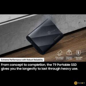 Samsung T9 4TB USB-C 外置便攜流動固態硬碟 外接式 SSD 極速USB 32 Gen 2支援高達 2000MBs 傳輸速度iPhone 電腦兩用MU-PG4T0BWW
