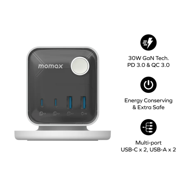 MOMAX – 1-Charge Work-Flow 3 插座電源盒 (附 USB) - US20UKW - Image 3