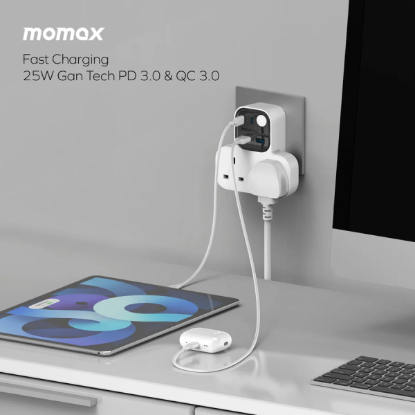 MOMAX – 1-Charge Work Flow USB + 2口T型插座 - US17UKW - Image 6