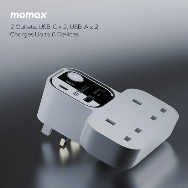 MOMAX – 1-Charge Work Flow USB + 2口T型插座 - US17UKW - Image 4