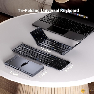 iClever IC-BK18 超纖薄折疊式藍牙鍵盤 美式 連多點敏感觸控板加數字鍵盤
