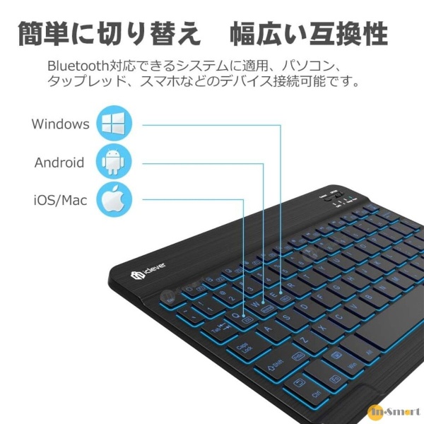 iClever – BK04 7色LED背光藍牙無線鍵盤; 超薄輕巧; 超長操作時間; 兼容 iOS / Android / Mac OS / Windows - Image 9