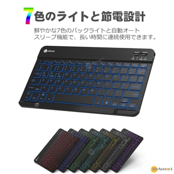 iClever – BK04 7色LED背光藍牙無線鍵盤; 超薄輕巧; 超長操作時間; 兼容 iOS / Android / Mac OS / Windows - Image 3