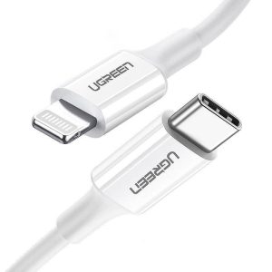 UGREEN 8211 USB-C Lightning MFi 3A iPhone iPad 快速充電數據傳輸 2米 白色  US171  60749