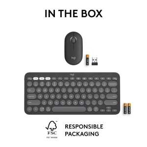Logitech Logitech PEBBLE 2 COMBO 藍牙鍵盤滑鼠套裝 8211 石墨灰 920-012187最多連線到三個裝置10個自定義快捷鍵 M350s K380s