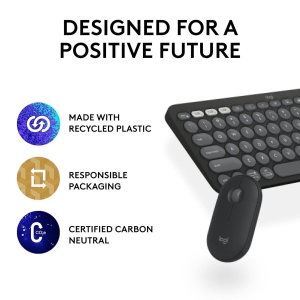 Logitech Logitech PEBBLE 2 COMBO 藍牙鍵盤滑鼠套裝 8211 石墨灰 920-012187最多連線到三個裝置10個自定義快捷鍵 M350s K380s