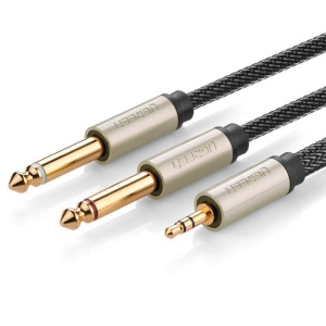 Ugreen - 音頻轉接線 Mini Jack 3.5mm 轉 Jack 6.35mm x2 2m 灰色 | AV126/ 10615