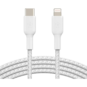 Belkin – BOOST↑CHARGE™ Braided USB-C to Lightning 充電線 1米 白色 (CAA004bt1MWH)