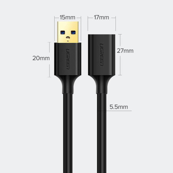 Ugreen - USB 3.0 USB-A (公頭) 轉 USB-A (母頭) 延長線適配器 3米 | US129 / 90722 - Image 3
