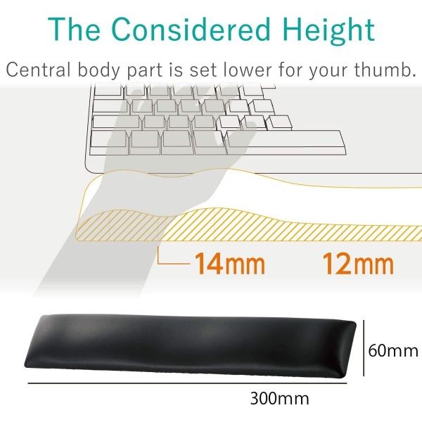 ELECOM – palm rest FITTIO系列 舒適小型手腕墊（長款）黑色 - Image 4