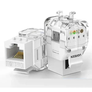 UGREEN - CAT6 UTP 免打 (非屏蔽) 水晶接頭 千兆高速傳輸(無工具)模組化信息 (i/o) 連接器 180° (適用於 Cat6) | NW159/ 80452