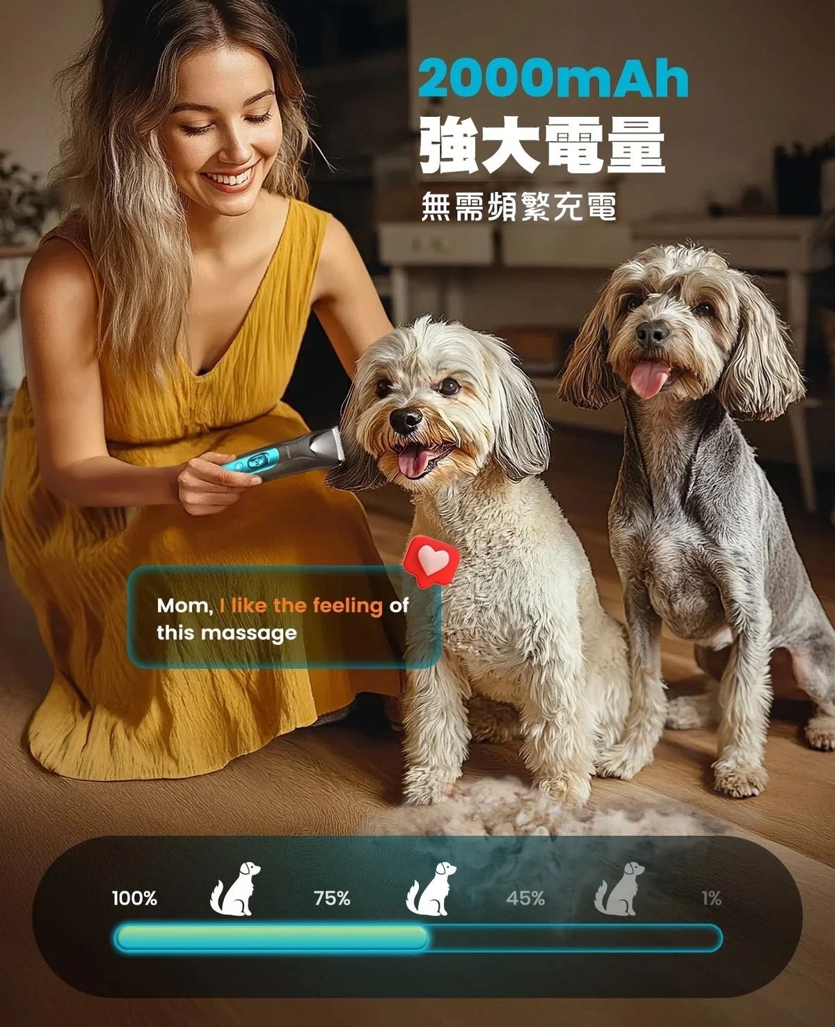 ONEISALL 4合1寵物修剪套裝 FC10 4種多功能模式 指甲磨 55db 靜音運行 香港行貨