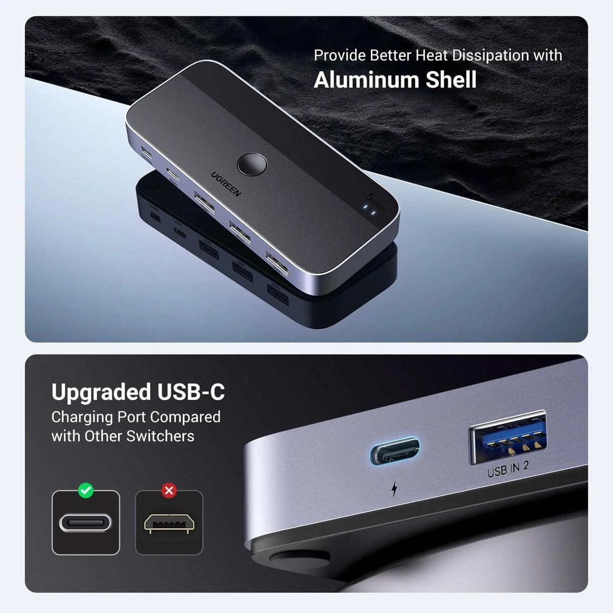 UGREEN USB 3.0 切換器 2台電腦共享 USB C 和 A 設備 | CM662/ 15705 - Image 5