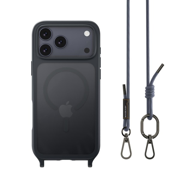 MAGEASY iPhone 17 Pro Max - Roam M 城市漫遊超軍規防摔掛繩手機殼（支援MagSafe）- 午夜/敏銳靛