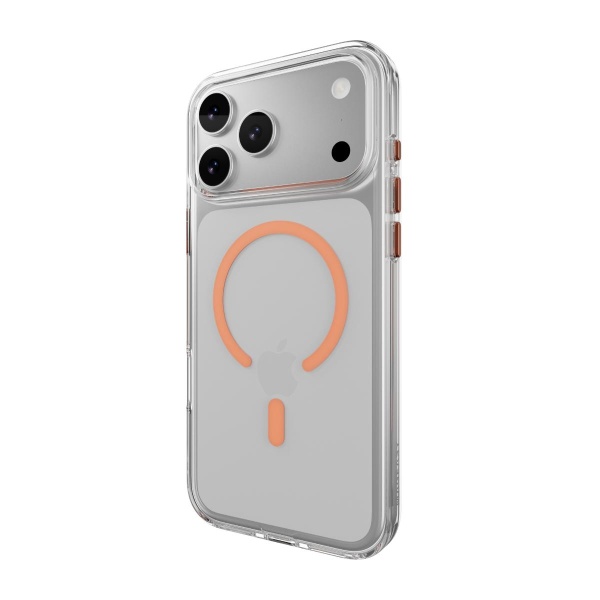 MAGEASY iPhone 17 Pro Max - Bright M 不發黃軍規磁吸透明殼（支援MagSafe）- 透明/珊瑚磁圈 - Image 7