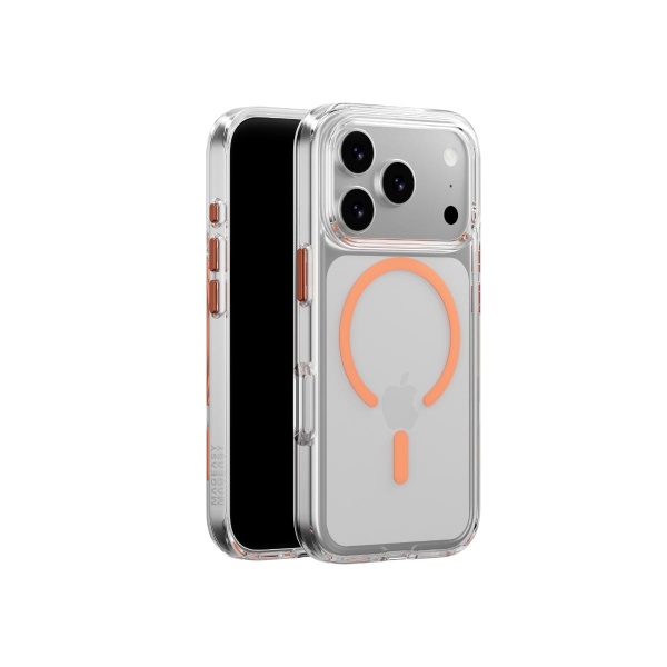 MAGEASY iPhone 17 Pro - Bright M 不發黃軍規磁吸透明殼（支援MagSafe）- 透明/珊瑚磁圈 - Image 3