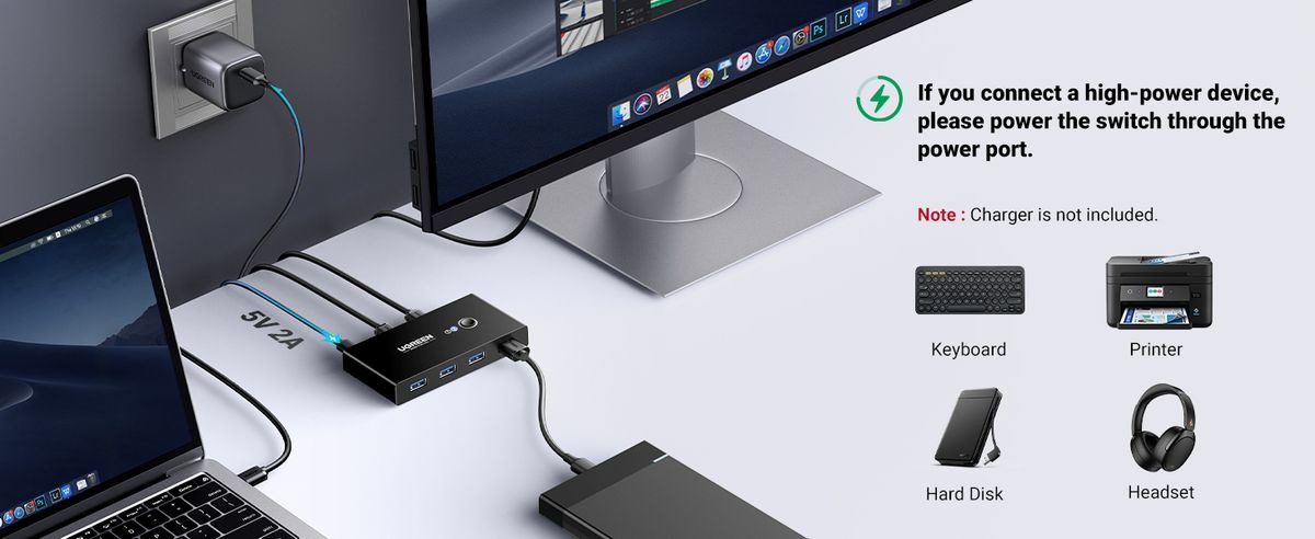 Ugreen 8211 USB 30 切換器2 台電腦共享 4 個 USB 端口USB 切換器  US216 30768