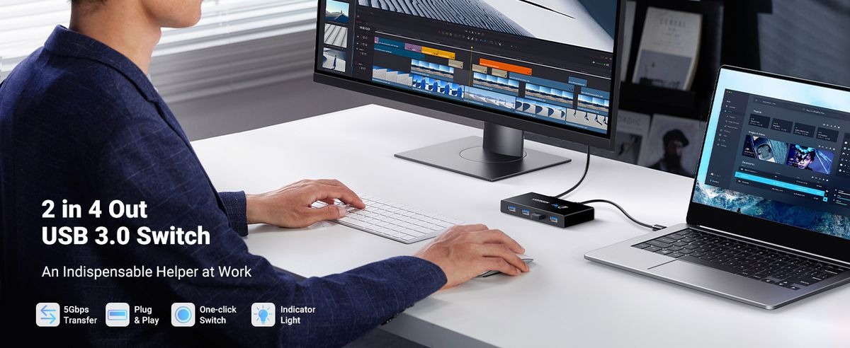Ugreen 8211 USB 30 切換器2 台電腦共享 4 個 USB 端口USB 切換器  US216 30768