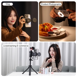 ULANZI 優籃子 LM19 Magsafe 磁吸補光燈 8211  黑色  迷你便攜  三色溫調節  送引磁片 適用所有手機  48532002-L049GBB1