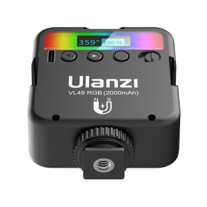 ULANZI 優籃子 VL49RGB 迷你便攜式LED補光燈 8211 黑色 雙色溫 3 種燈光模式 CRI高達95 2500-9000K色溫 800lux 48542002-2287