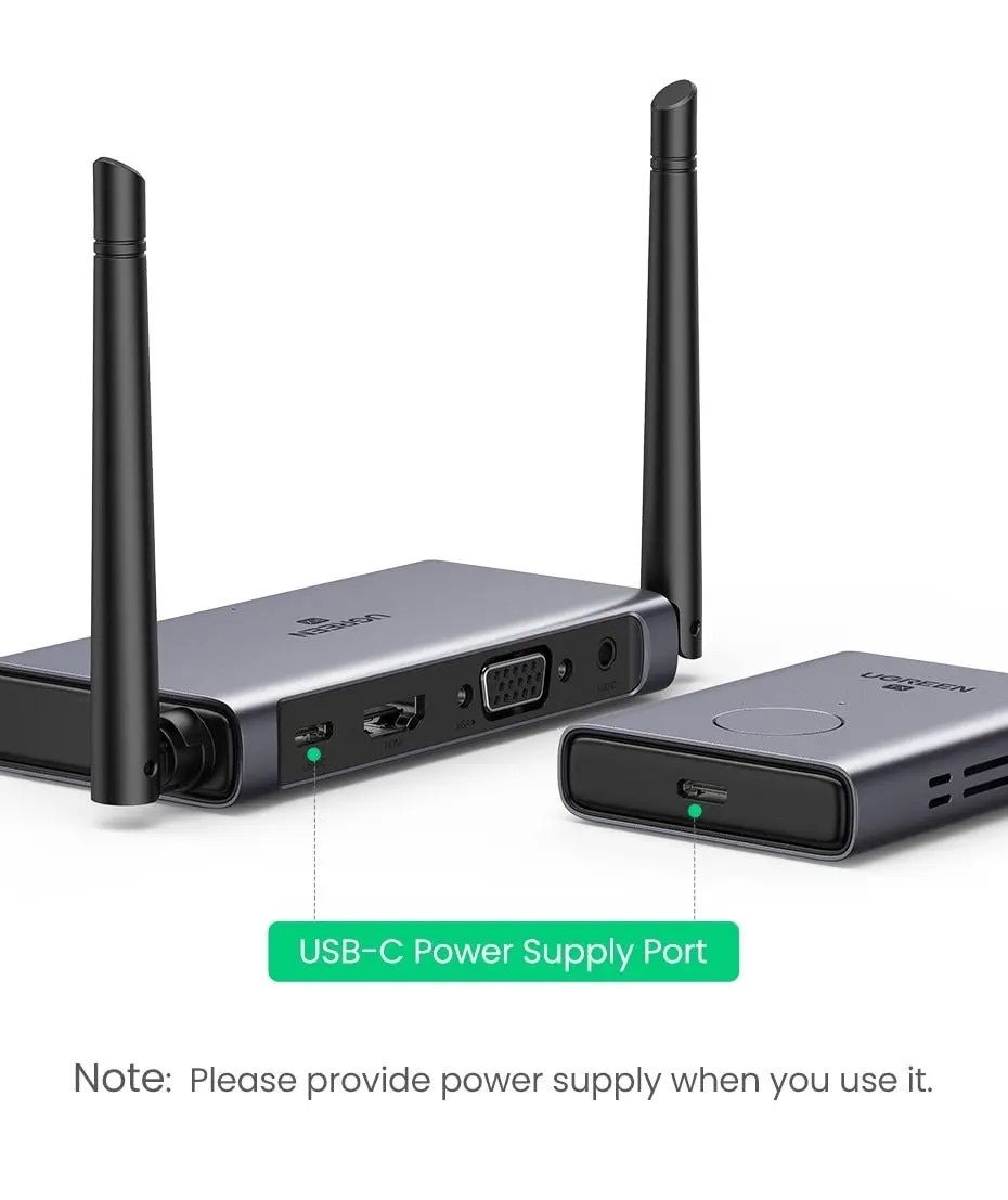 Ugreen 8211 50M 無線 HDMI VGA 延伸器發射器接收器 1080P 60Hz 5GHz 長距離顯示適配器套件  CM506 50633A