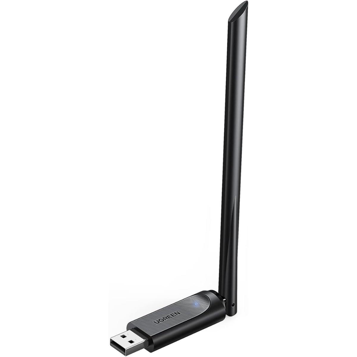 Ugreen - AC650 USB WiFi 轉接器 配備 6dBi 天線 | 2.4GHz 和 5GHz 雙頻無線轉接器 | USB 電腦網路隨身碟 | СМ496/ 90339