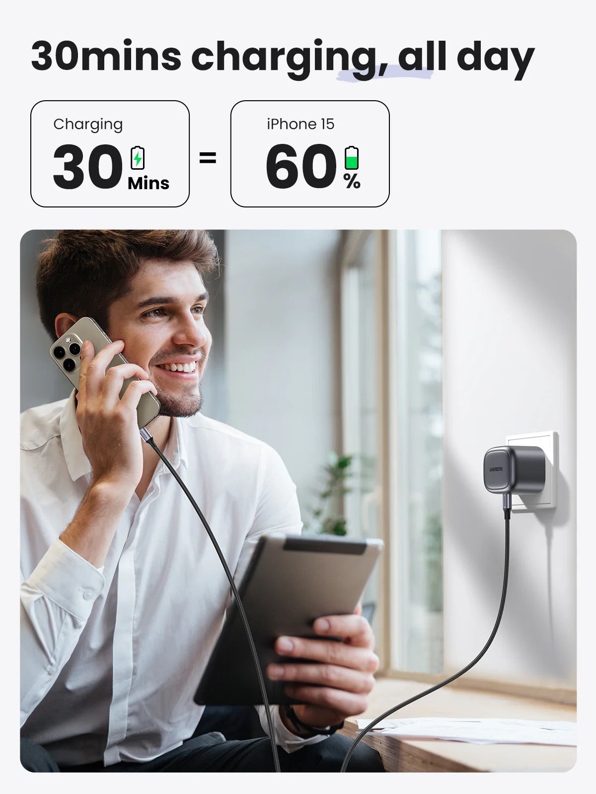U-GREEN 8211 UGREEN Nexode 30W GaN II 技術快速充電器  CD305 90878