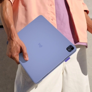 Logitech Flip Folio iPad 專用 可分離式 藍牙鍵盤保護套 丁香紫   適用於 iPad Pro 13 英吋 M4iPad Air 13 英吋 M2 和 M3 8211 920-013830