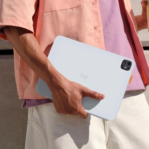 Logitech Flip Folio iPad 專用 可分離式 藍牙鍵盤保護套 淺灰色   適用於 iPad Pro 13 英吋 M4iPad Air 13 英吋 M2 和 M3 8211 920-013837