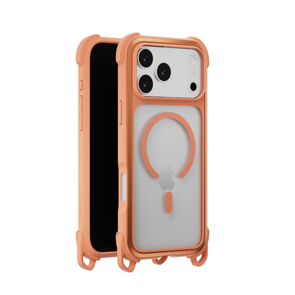 Alternative view of MAGEASY - iPhone 17 Pro Max - Odyssey Strap M 超軍規防摔掛繩手機殼(支援MagSafe)- 珊瑚/魅力橘