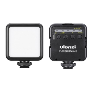 ULANZI 優籃子 VL49 迷你LED攝影燈 8211 黑色  三冷靴拓展  五檔補光調節  CRI高達95  5500K  800lux  三冷靴拓展  49006002-1672