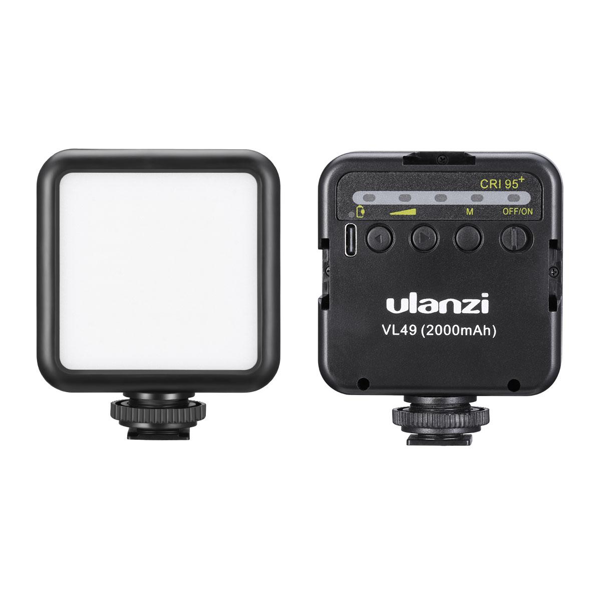 ULANZI - 優籃子 VL49 迷你LED攝影燈 - 黑色 | 三冷靴拓展 | 五檔補光調節 | CRI高達95+ | 5500K | 800lux | 三冷靴拓展 | 49006002-1672