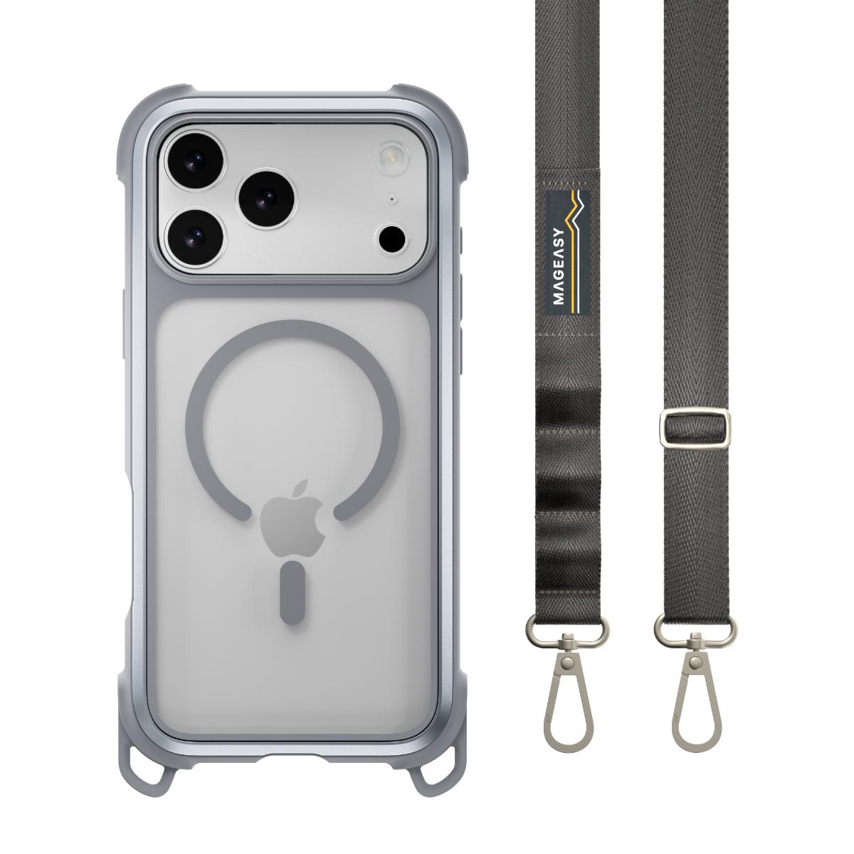 MAGEASY iPhone 1817 Pro Max 8211 Odyssey Strap M 超軍規防摔掛繩手機殼支援MagSafe- 迷霧高冷灰
