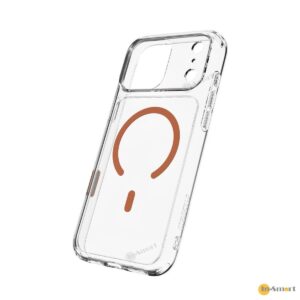 JTLEGEND Hybrid Cushion Mag 減震防摔晶透抗黃防霧化磁吸保護殼 iPhone 17 Pro Max 8211 透明加橙色磁吸環 四角內建壓力分散氣墊 N52 強勁磁吸 鏡頭保護