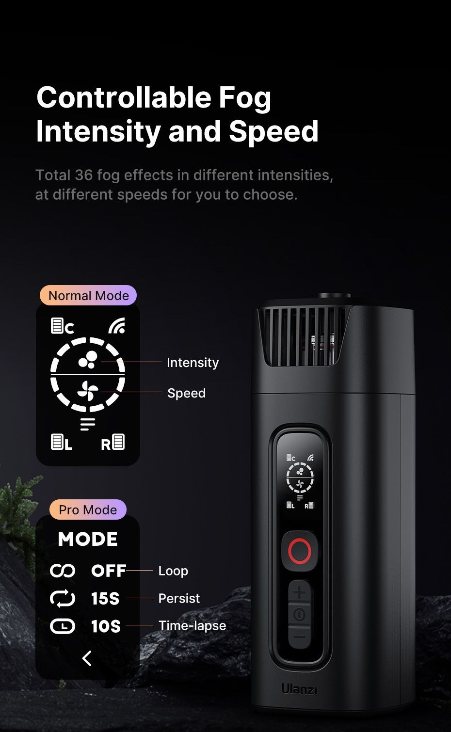 ULANZI 8211 FM01 手提影視煙霧機 8211 黑色  遠端遙控  多樣化轉接口  49119001-R001