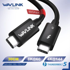 WAVLINK - Thunderbolt 5 連接線 240W PD 30cm 支援 8K 影像 80 Gbps 資料傳輸 T5C3P 原裝行貨 三年保養 - Image 2