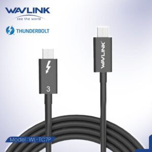 WAVLINK - Thunderbolt 3連接線 70厘米 支援iPhone 15 Pro, 4K/5K影像輸出,  40 Gbps 資料傳輸 TC7P 原裝行貨 三年保養
