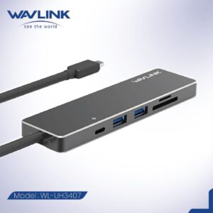 WAVLINK - 4K HDMI USB-C 擴充器 USB-C PD充電, SD MicroSD 讀咭器, USB3.0 hub Macbook UHP3407 原裝行貨 一年保養