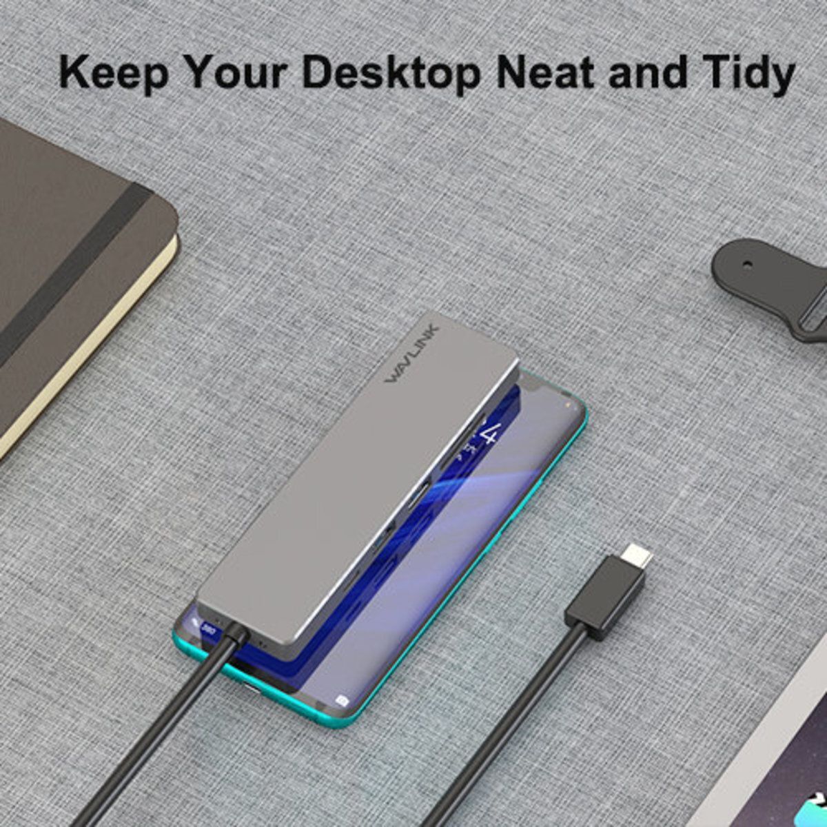 Alternative view of WAVLINK - 4K HDMI USB-C 擴充器 USB-C PD充電, SD MicroSD 讀咭器, USB3.0 hub Macbook UHP3407 原裝行貨 一年保養