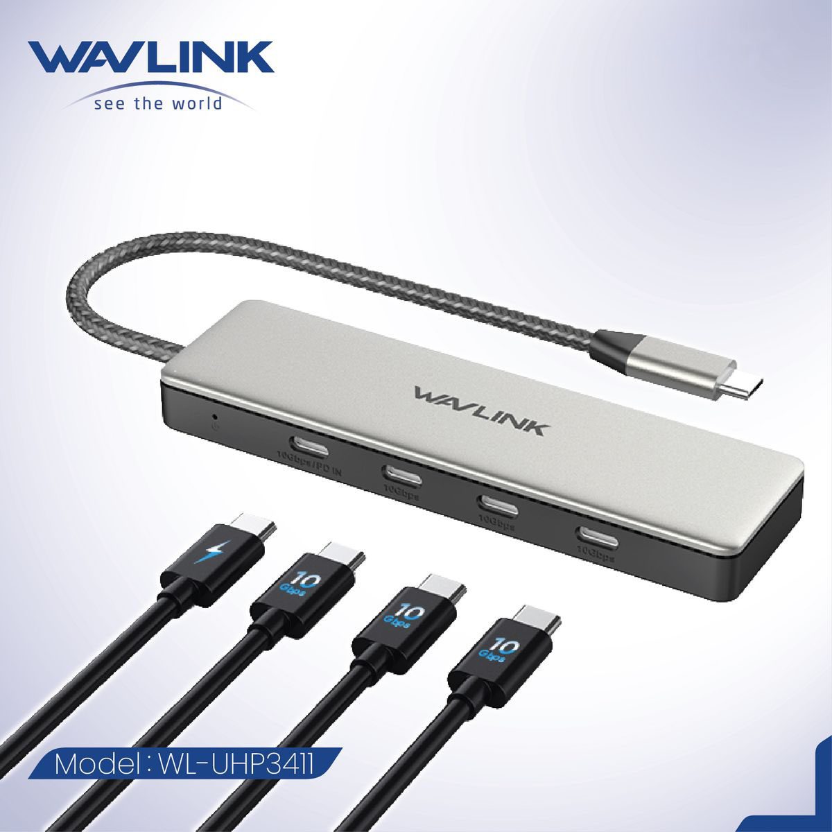 Alternative view of WAVLINK - 最新UHP3411 4合1 USB-C 3.2 Gen2 集線器 10G傳輸速度 PD100W充電 支援IP15