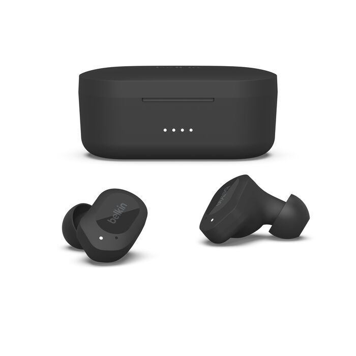 Belkin SOUNDFORM Play 真無線藍牙耳機 黑色 三種 EQ 預設 38 小時的高品質聆聽 IPX5 級防汗防濺水 AUC005BTBK