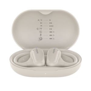 Belkin SoundForm ClearFit 開放式無線耳塞 沙色  142 毫米驅動單體  IPX5 等級防汗防濺水功能  開放式耳機設計  AUC013BTSA