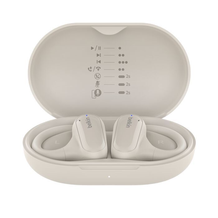Belkin SoundForm ClearFit 開放式無線耳塞 沙色 142 毫米驅動單體 IPX5 等級防汗防濺水功能 開放式耳機設計 AUC013BTSA